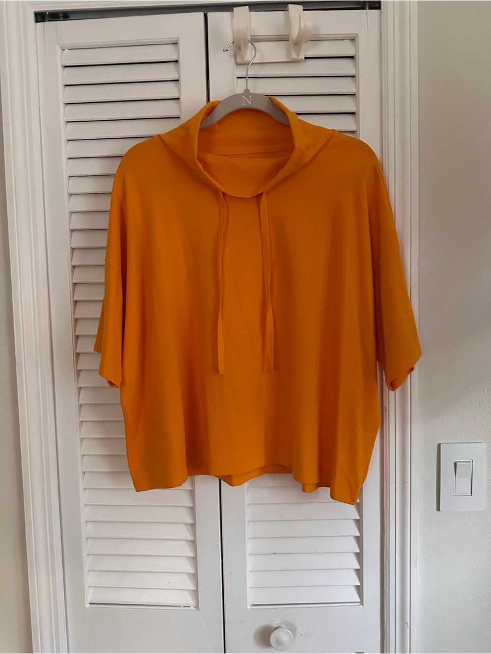 Eileen Fisher Mango Cowl Neck Short Sleeve Top NWOT M